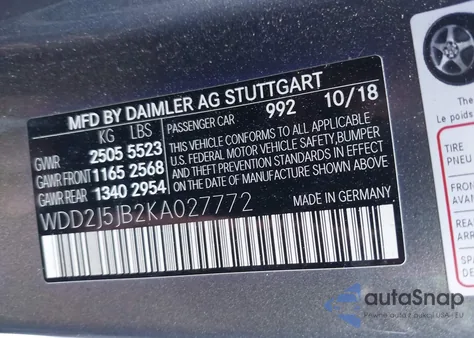 2019 Mercedes-Benz Cls 450 z USA, uszkodzony, nr VIN WDD2J5JB2KA027772